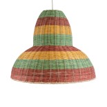 GloboStar® CABALLEROS 02058 Boho Κρεμαστό Φωτιστικό Καμπάνα Μονόφωτο 1 x E27 IP20 Πολύχρωμο Ξύλο - Μ70 x Π70 x Υ60cm