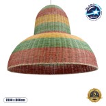 GloboStar® CABALLEROS 02059 Boho Κρεμαστό Φωτιστικό Καμπάνα Μονόφωτο 1 x E27 IP20 Πολύχρωμο Ξύλο - Μ100 x Π100 x Υ80cm