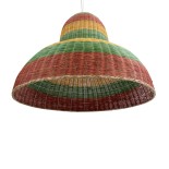 GloboStar® CABALLEROS 02059 Boho Κρεμαστό Φωτιστικό Καμπάνα Μονόφωτο 1 x E27 IP20 Πολύχρωμο Ξύλο - Μ100 x Π100 x Υ80cm