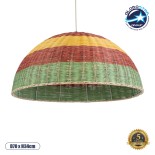 GloboStar® CABALLEROS 02061 Boho Κρεμαστό Φωτιστικό Καμπάνα Μονόφωτο 1 x E27 IP20 Πολύχρωμο Ξύλο - Μ70 x Π70 x Υ34cm