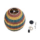 GloboStar® CABALLEROS 02065 Boho Κρεμαστό Φωτιστικό Πλέγμα Μονόφωτο 1 x E27 IP20 Πολύχρωμο Ξύλο - Μ40 x Π40 x Υ50cm