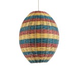 GloboStar® CABALLEROS 02065 Boho Κρεμαστό Φωτιστικό Πλέγμα Μονόφωτο 1 x E27 IP20 Πολύχρωμο Ξύλο - Μ40 x Π40 x Υ50cm