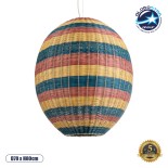 GloboStar® CABALLEROS 02066 Boho Κρεμαστό Φωτιστικό Πλέγμα Μονόφωτο 1 x E27 IP20 Πολύχρωμο Ξύλο - Μ70 x Π70 x Υ80cm