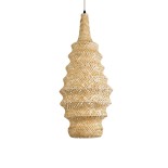 GloboStar® MAUI 02114 Boho Κρεμαστό Φωτιστικό Πλέγμα Μονόφωτο 1 x E27 IP20 Μπεζ Ξύλο - Μ30 x Π30 x Y77cm