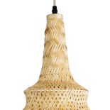 GloboStar® MAUI 02114 Boho Κρεμαστό Φωτιστικό Πλέγμα Μονόφωτο 1 x E27 IP20 Μπεζ Ξύλο - Μ30 x Π30 x Y77cm