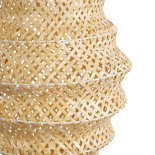 GloboStar® MAUI 02114 Boho Κρεμαστό Φωτιστικό Πλέγμα Μονόφωτο 1 x E27 IP20 Μπεζ Ξύλο - Μ30 x Π30 x Y77cm