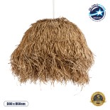 GloboStar® GUADELOUPE 02158 Boho Κρεμαστό Φωτιστικό Καμπάνα Μονόφωτο 1 x E27 IP20 Μπεζ Raffia - Μ80 x Π80 x Υ60cm