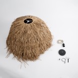 GloboStar® GUADELOUPE 02158 Boho Κρεμαστό Φωτιστικό Καμπάνα Μονόφωτο 1 x E27 IP20 Μπεζ Raffia - Μ80 x Π80 x Υ60cm