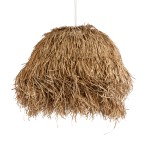 GloboStar® GUADELOUPE 02158 Boho Κρεμαστό Φωτιστικό Καμπάνα Μονόφωτο 1 x E27 IP20 Μπεζ Raffia - Μ80 x Π80 x Υ60cm