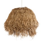GloboStar® GUADELOUPE 02158 Boho Κρεμαστό Φωτιστικό Καμπάνα Μονόφωτο 1 x E27 IP20 Μπεζ Raffia - Μ80 x Π80 x Υ60cm