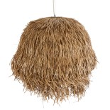 GloboStar® GUADELOUPE 02158 Boho Κρεμαστό Φωτιστικό Καμπάνα Μονόφωτο 1 x E27 IP20 Μπεζ Raffia - Μ80 x Π80 x Υ60cm