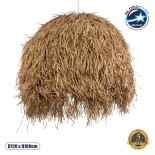 GloboStar® GUADELOUPE 02159 Boho Κρεμαστό Φωτιστικό Καμπάνα Μονόφωτο 1 x E27 IP20 Μπεζ Raffia - Μ120 x Π120 x Υ100cm