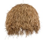 GloboStar® GUADELOUPE 02159 Boho Κρεμαστό Φωτιστικό Καμπάνα Μονόφωτο 1 x E27 IP20 Μπεζ Raffia - Μ120 x Π120 x Υ100cm