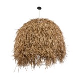 GloboStar® GUADELOUPE 02159 Boho Κρεμαστό Φωτιστικό Καμπάνα Μονόφωτο 1 x E27 IP20 Μπεζ Raffia - Μ120 x Π120 x Υ100cm