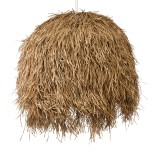 GloboStar® GUADELOUPE 02159 Boho Κρεμαστό Φωτιστικό Καμπάνα Μονόφωτο 1 x E27 IP20 Μπεζ Raffia - Μ120 x Π120 x Υ100cm