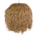 GloboStar® GUADELOUPE 02159 Boho Κρεμαστό Φωτιστικό Καμπάνα Μονόφωτο 1 x E27 IP20 Μπεζ Raffia - Μ120 x Π120 x Υ100cm
