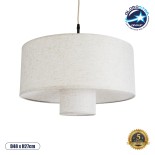 GloboStar® MARIGOLD 02226 Boho Κρεμαστό Φωτιστικό Οροφής Μονόφωτο 1 x E27 AC220-240V IP20 - Φ48 x Υ27cm - Λευκό Ύφασμα Καμπάνα