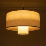 GloboStar® MARIGOLD 02226 Boho Κρεμαστό Φωτιστικό Οροφής Μονόφωτο 1 x E27 AC220-240V IP20 - Φ48 x Υ27cm - Λευκό Ύφασμα Καμπάνα