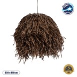 GloboStar® GUADELOUPE 02293 Boho Κρεμαστό Φωτιστικό Καμπάνα Μονόφωτο 1 x E27 IP20 Καφέ Raffia - Μ50 x Π50 x Υ40cm