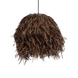 GloboStar® GUADELOUPE 02293 Boho Κρεμαστό Φωτιστικό Καμπάνα Μονόφωτο 1 x E27 IP20 Καφέ Raffia - Μ50 x Π50 x Υ40cm
