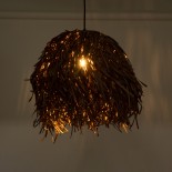 GloboStar® GUADELOUPE 02293 Boho Κρεμαστό Φωτιστικό Καμπάνα Μονόφωτο 1 x E27 IP20 Καφέ Raffia - Μ50 x Π50 x Υ40cm