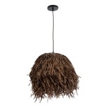 GloboStar® GUADELOUPE 02293 Boho Κρεμαστό Φωτιστικό Καμπάνα Μονόφωτο 1 x E27 IP20 Καφέ Raffia - Μ50 x Π50 x Υ40cm