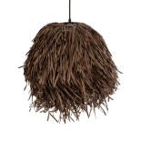 GloboStar® GUADELOUPE 02293 Boho Κρεμαστό Φωτιστικό Καμπάνα Μονόφωτο 1 x E27 IP20 Καφέ Raffia - Μ50 x Π50 x Υ40cm