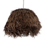 GloboStar® GUADELOUPE 02294 Boho Κρεμαστό Φωτιστικό Καμπάνα Μονόφωτο 1 x E27 IP20 Καφέ Raffia - Μ80 x Π80 x Υ60cm