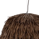 GloboStar® GUADELOUPE 02294 Boho Κρεμαστό Φωτιστικό Καμπάνα Μονόφωτο 1 x E27 IP20 Καφέ Raffia - Μ80 x Π80 x Υ60cm