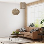 GLOBOSTAR® CAYMAN 00522 Boho Κρεμαστό Φωτιστικό Οροφής με Ντουί 1 x E27 AC 220-240V IP20 - Μπεζ - Μ40 x Π40 x Υ30cm