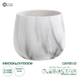 GloboStar® Artificial Garden CASTELLO 20549 Διακοσμητικό Κεραμικό Κασπώ Γλάστρα - Flower Pot Λευκό με Μαύρες Λεπτομέρειες Φ15 x Υ12cm