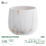 GloboStar® Artificial Garden NICE 20550 Διακοσμητικό Κεραμικό Κασπώ Γλάστρα - Flower Pot Λευκό με Χρυσές Λεπτομέρειες Φ15 x Υ12cm