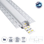 GloboStar® PLASTERBOARD-PROFILE 70819-1M Προφίλ Αλουμινίου - Βάση & Ψύκτρα Ταινίας LED με Λευκό Γαλακτερό Κάλυμμα - Χωνευτή Χρήση σε Γυψοσανίδα - Trimless - Πατητό Κάλυμμα - Ασημί - 1 Μέτρο - Μ100 x Π6.7 x Υ1.4cm