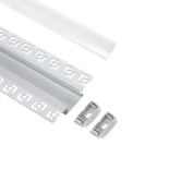 GloboStar® PLASTERBOARD-PROFILE 70819-1M Προφίλ Αλουμινίου - Βάση & Ψύκτρα Ταινίας LED με Λευκό Γαλακτερό Κάλυμμα - Χωνευτή Χρήση σε Γυψοσανίδα - Trimless - Πατητό Κάλυμμα - Ασημί - 1 Μέτρο - Μ100 x Π6.7 x Υ1.4cm