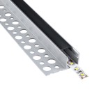 GloboStar® PLASTERBOARD-PROFILE 70835-3M Προφίλ Αλουμινίου - Βάση & Ψύκτρα Ταινίας LED με Μαύρο Φιμέ Κάλυμμα - Χωνευτή Τερματική Χρήση σε Τελείωμα Γυψοσανίδας ή σε Πλακάκι - Trimless - Πατητό Κάλυμμα - Ασημί - 3 Μέτρα - Πακέτο 5 Τεμαχίων - Μ300 x Π3.1 x Υ