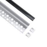 GloboStar® PLASTERBOARD-PROFILE 70835-3M Προφίλ Αλουμινίου - Βάση & Ψύκτρα Ταινίας LED με Μαύρο Φιμέ Κάλυμμα - Χωνευτή Τερματική Χρήση σε Τελείωμα Γυψοσανίδας ή σε Πλακάκι - Trimless - Πατητό Κάλυμμα - Ασημί - 3 Μέτρα - Πακέτο 5 Τεμαχίων - Μ300 x Π3.1 x Υ
