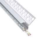 GloboStar® PLASTERBOARD-PROFILE 70836-3M Προφίλ Αλουμινίου - Βάση & Ψύκτρα Ταινίας LED με Λευκό Γαλακτερό Κάλυμμα - Χωνευτή Γωνιακή Χρήση σε Εσωτερική Γωνία Γυψοσανίδας - Trimless - Πατητό Κάλυμμα - Ασημί - 3 Μέτρα - Πακέτο 5 Τεμαχίων - Μ300 x Π3.1 x Υ1.3