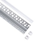 GloboStar® PLASTERBOARD-PROFILE 70836-3M Προφίλ Αλουμινίου - Βάση & Ψύκτρα Ταινίας LED με Λευκό Γαλακτερό Κάλυμμα - Χωνευτή Γωνιακή Χρήση σε Εσωτερική Γωνία Γυψοσανίδας - Trimless - Πατητό Κάλυμμα - Ασημί - 3 Μέτρα - Πακέτο 5 Τεμαχίων - Μ300 x Π3.1 x Υ1.3