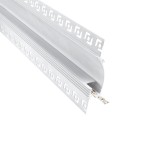 GloboStar® PLASTERBOARD-PROFILE 70840-3M Προφίλ Αλουμινίου - Βάση & Ψύκτρα Ταινίας LED με Λευκό Γαλακτερό Κάλυμμα - Χωνευτή Χρήση σε Γυψοσανίδα για Δημιουργία Κρυφού Φωτισμού - Trimless - Πατητό Κάλυμμα - Λευκό - 3 Μέτρα - Πακέτο 5 Τεμαχίων - Μ300 x Π9.7 