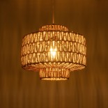 GLOBOSTAR® JENSON 00909 Boho Κρεμαστό Φωτιστικό Οροφής με Ντουί 1 x E27 AC 220-240V IP20 - Μπεζ - Μ33 x Π33 x Υ28cm