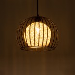 GLOBOSTAR® CARTER 00960 Μοντέρνο Κρεμαστό Φωτιστικό Οροφής με Ντουί 1 x E27 AC 220-240V IP20 - Μαύρο & Μπεζ - Μ28 x Π28 x Υ23cm