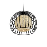 GLOBOSTAR® CARTER 00960 Μοντέρνο Κρεμαστό Φωτιστικό Οροφής με Ντουί 1 x E27 AC 220-240V IP20 - Μαύρο & Μπεζ - Μ28 x Π28 x Υ23cm