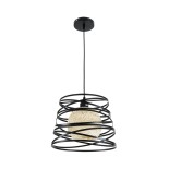 GLOBOSTAR® CARTER 00961 Μοντέρνο Κρεμαστό Φωτιστικό Οροφής με Ντουί 1 x E27 AC 220-240V IP20 - Μαύρο & Μπεζ - Μ32 x Π32 x Υ25cm