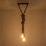 GLOBOSTAR® ROPE 01019 Boho Κρεμαστό Φωτιστικό Οροφής με Ντουί 2 x E27 AC 220-240V IP20 - Μπεζ - Μ38 x Π3.5 x Υ200cm