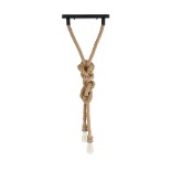 GLOBOSTAR® ROPE 01019 Boho Κρεμαστό Φωτιστικό Οροφής με Ντουί 2 x E27 AC 220-240V IP20 - Μπεζ - Μ38 x Π3.5 x Υ200cm