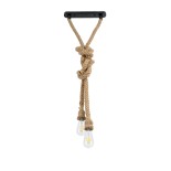 GLOBOSTAR® ROPE 01019 Boho Κρεμαστό Φωτιστικό Οροφής με Ντουί 2 x E27 AC 220-240V IP20 - Μπεζ - Μ38 x Π3.5 x Υ200cm