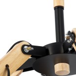 GloboStar® OLD SCHOOL 01094 Μοντέρνο Φωτιστικό Οροφής Καμπάνα Πολύφωτο 6 x E27 IP20 Μαύρο Μέταλλο με Μπεζ Ξύλο - Μ75 x Π75 x Υ40cm