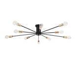 GloboStar® OLINDA 01244 Μοντέρνο Φωτιστικό Οροφής Πλέγμα Πολύφωτο 10 x E27 IP20 Μαύρο & Χρυσό Μέταλλο - Μ102 x Π102 x Υ17cm