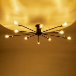 GloboStar® OLINDA 01244 Μοντέρνο Φωτιστικό Οροφής Πλέγμα Πολύφωτο 10 x E27 IP20 Μαύρο & Χρυσό Μέταλλο - Μ102 x Π102 x Υ17cm