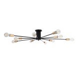 GloboStar® OLINDA 01244 Μοντέρνο Φωτιστικό Οροφής Πλέγμα Πολύφωτο 10 x E27 IP20 Μαύρο & Χρυσό Μέταλλο - Μ102 x Π102 x Υ17cm